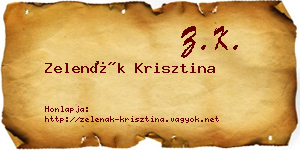Zelenák Krisztina névjegykártya